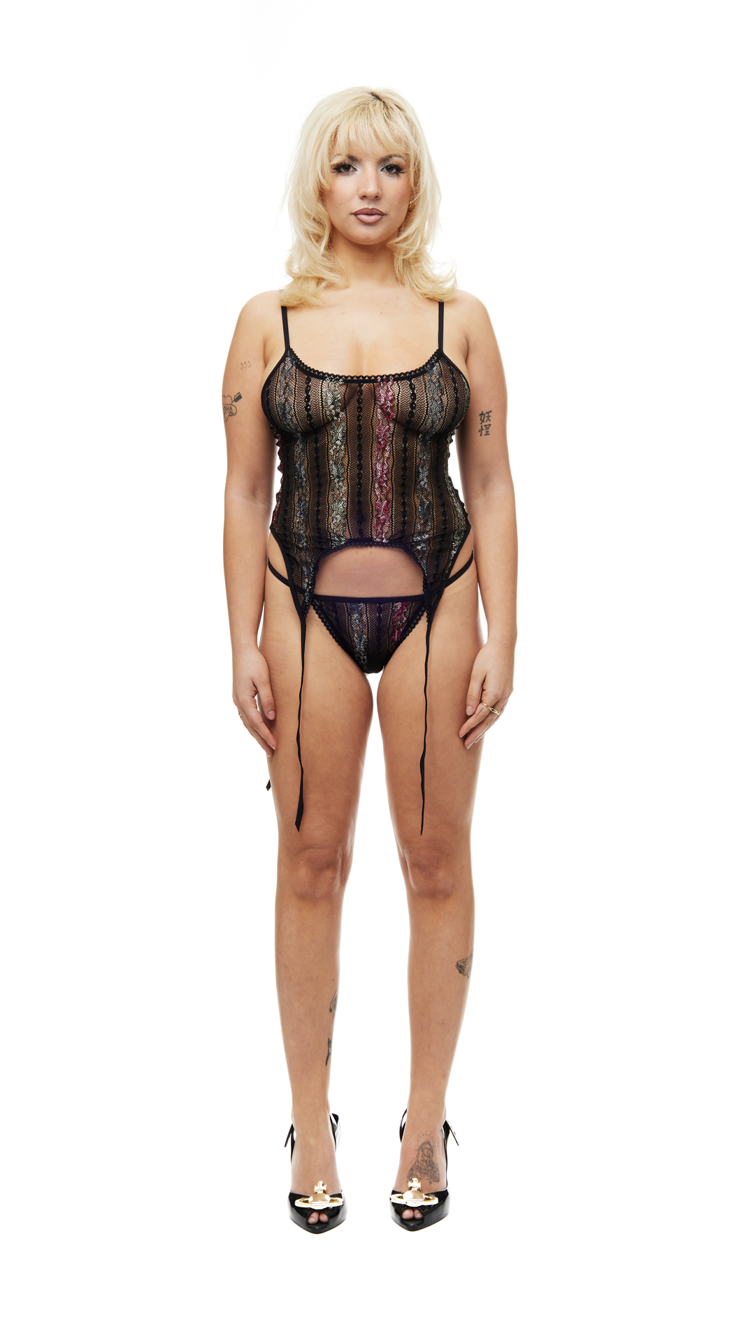 Tricolour Lace Thong