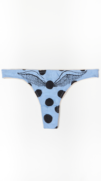 Blue Polka Thong - Lucky Puppy Collab